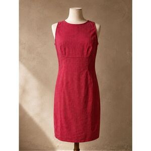 Y2K Liz Claiborne Lizsport Red Micro-Gingham Sheath Dress | Size 10